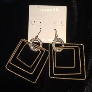 Gold tone square dangle earrings